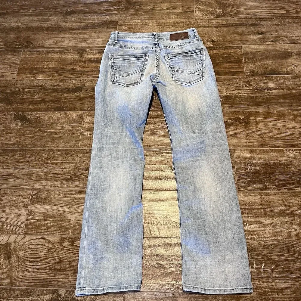 BKE Buckle Aiden Jeans Men's 28x29 Blue Denim Light Wash Embroidered Stretch - Picture 7 of 11
